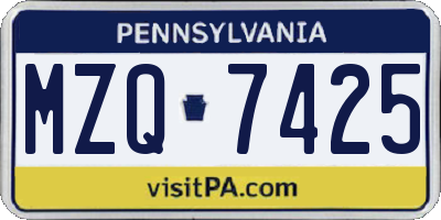 PA license plate MZQ7425
