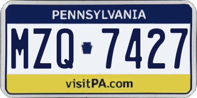 PA license plate MZQ7427