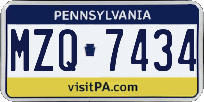 PA license plate MZQ7434