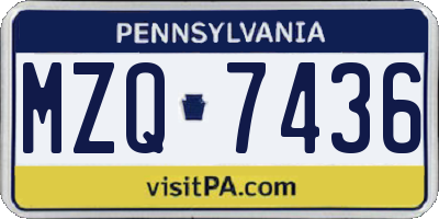 PA license plate MZQ7436