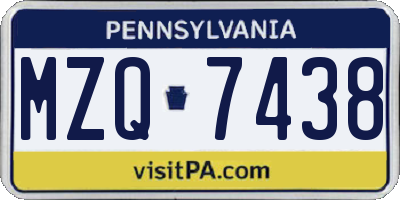 PA license plate MZQ7438