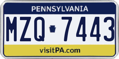 PA license plate MZQ7443
