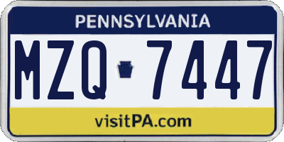 PA license plate MZQ7447