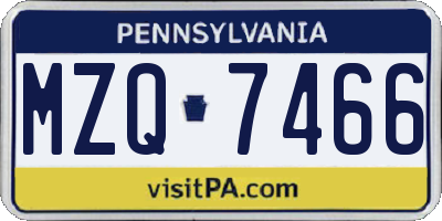 PA license plate MZQ7466