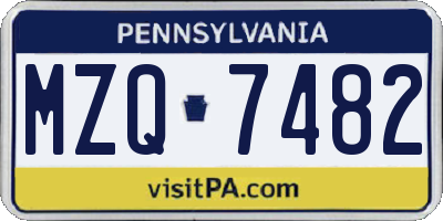 PA license plate MZQ7482