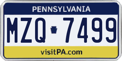 PA license plate MZQ7499