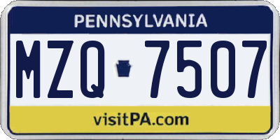 PA license plate MZQ7507