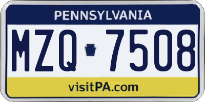 PA license plate MZQ7508