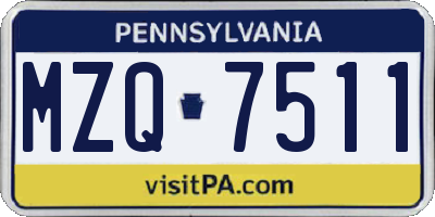 PA license plate MZQ7511