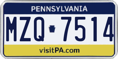PA license plate MZQ7514