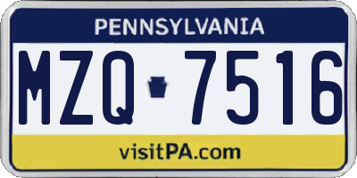 PA license plate MZQ7516