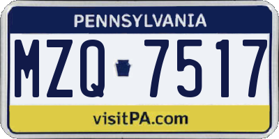 PA license plate MZQ7517