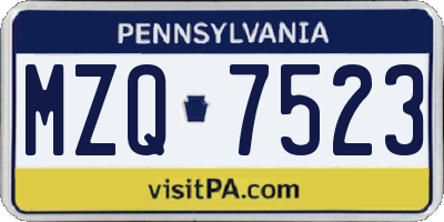 PA license plate MZQ7523