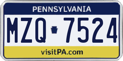 PA license plate MZQ7524