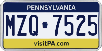 PA license plate MZQ7525