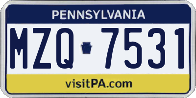 PA license plate MZQ7531