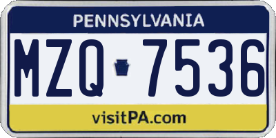 PA license plate MZQ7536