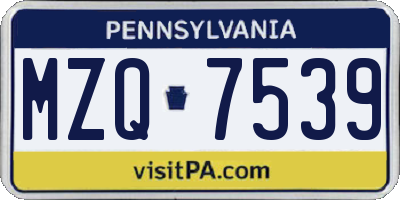 PA license plate MZQ7539