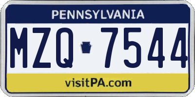 PA license plate MZQ7544