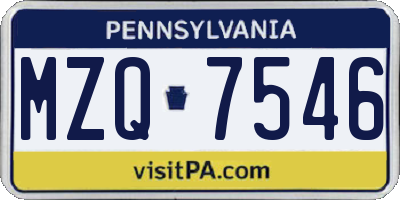 PA license plate MZQ7546