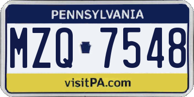 PA license plate MZQ7548
