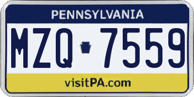 PA license plate MZQ7559