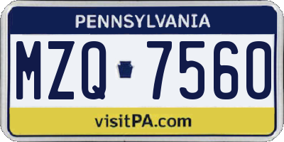 PA license plate MZQ7560