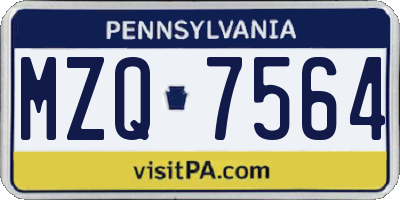 PA license plate MZQ7564