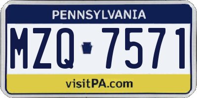 PA license plate MZQ7571