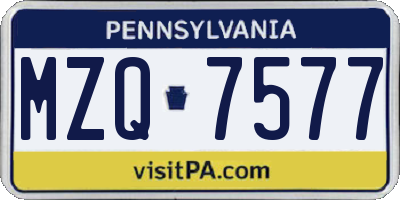 PA license plate MZQ7577