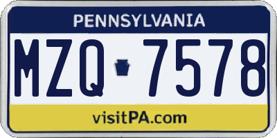 PA license plate MZQ7578