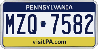 PA license plate MZQ7582