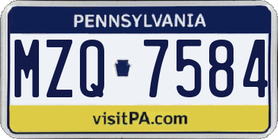 PA license plate MZQ7584