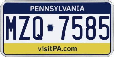 PA license plate MZQ7585