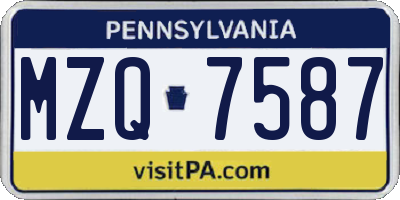 PA license plate MZQ7587
