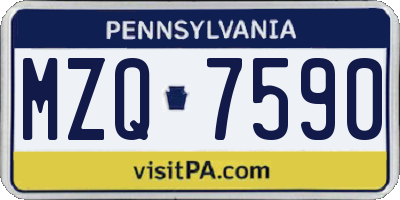 PA license plate MZQ7590