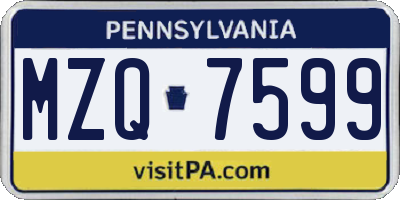 PA license plate MZQ7599