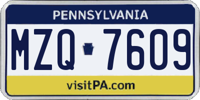 PA license plate MZQ7609