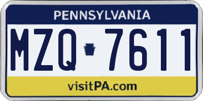 PA license plate MZQ7611
