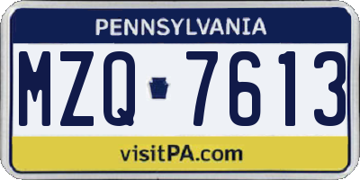 PA license plate MZQ7613