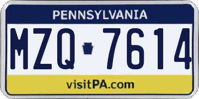 PA license plate MZQ7614