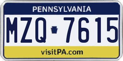 PA license plate MZQ7615
