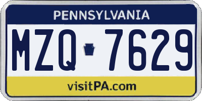 PA license plate MZQ7629