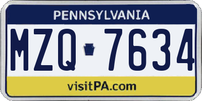 PA license plate MZQ7634