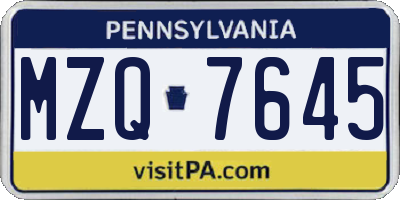 PA license plate MZQ7645