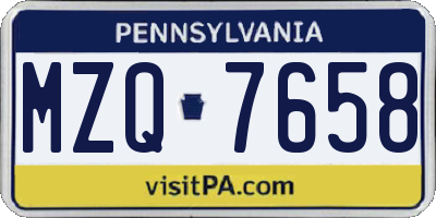 PA license plate MZQ7658