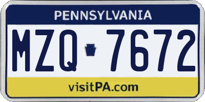 PA license plate MZQ7672