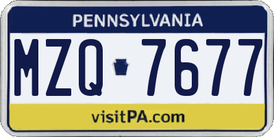 PA license plate MZQ7677