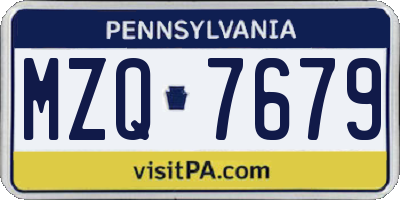 PA license plate MZQ7679
