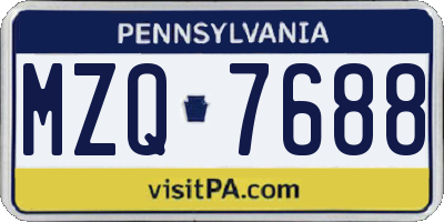 PA license plate MZQ7688